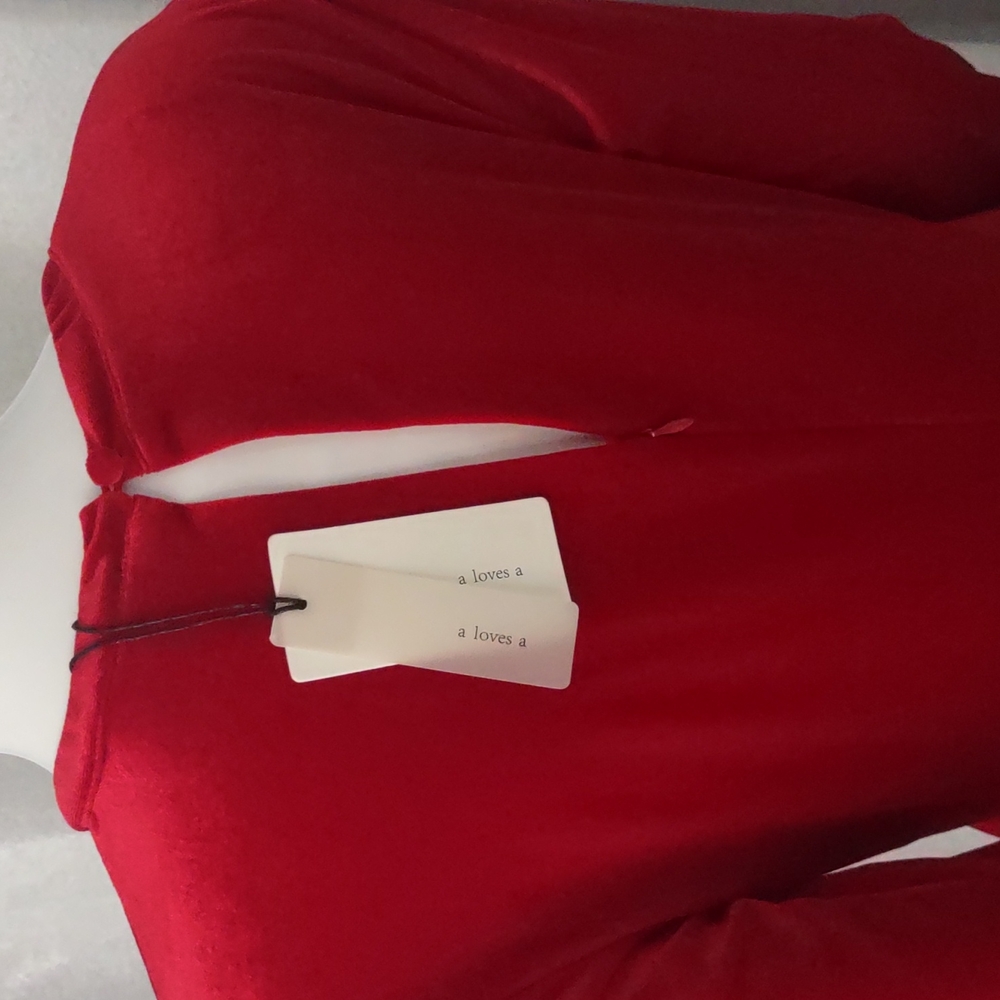 A Loves A RED VELVET Velour Dress Womens Long Sleeve Cocktail Party NEW Stretch - Picture 5 of 11